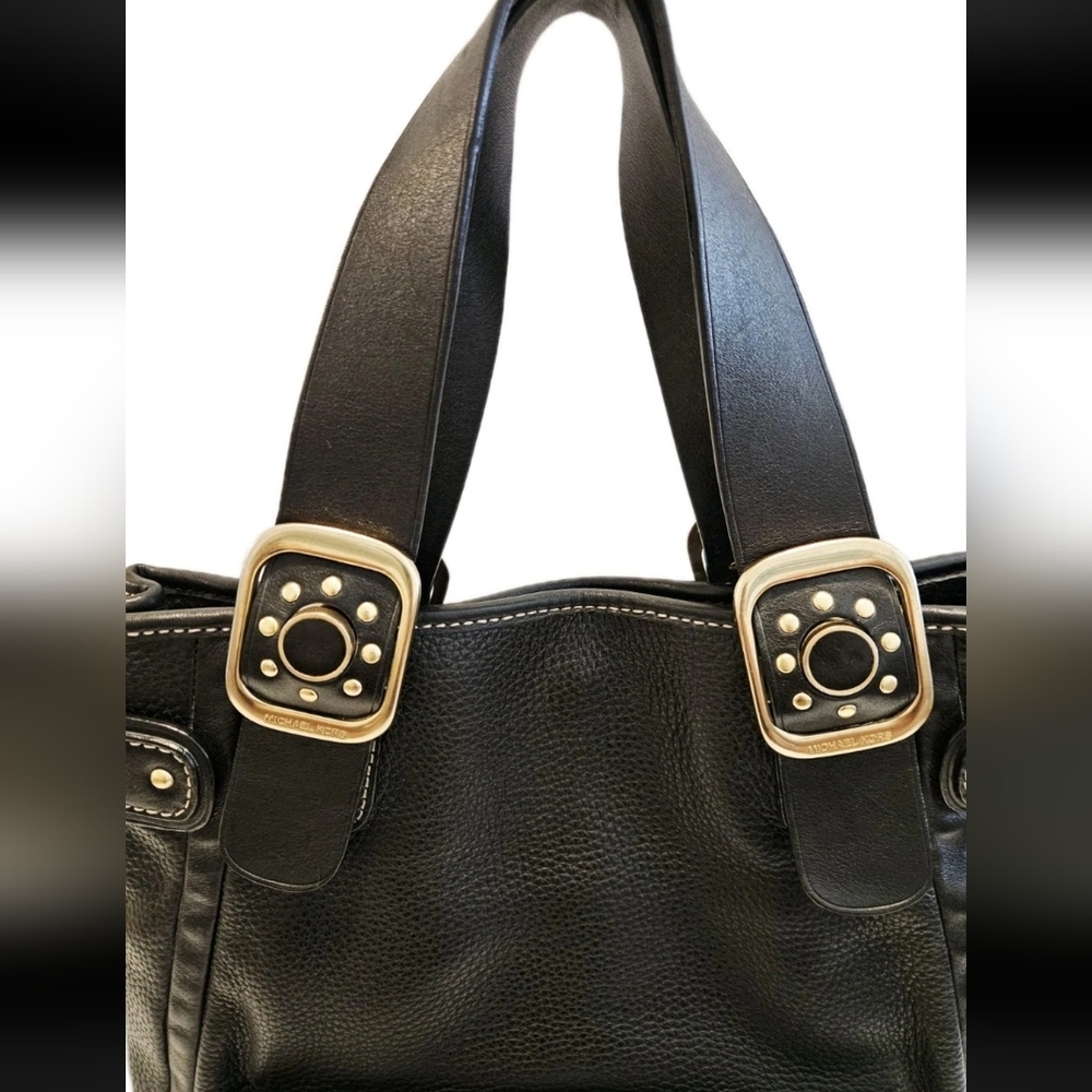Vintage Michael Kors Black Leather Hobo Tote Bag EUC - Picture 5 of 15